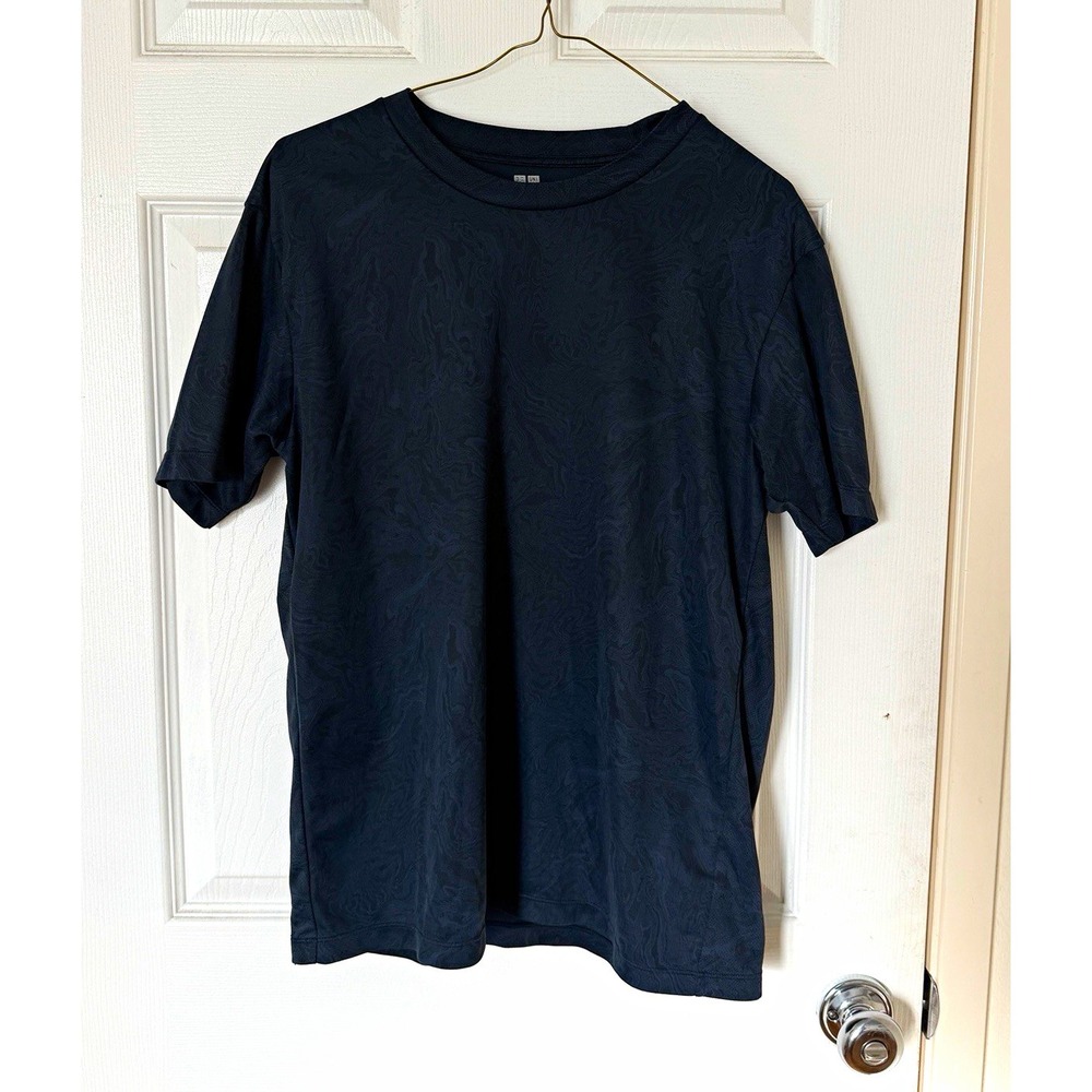 Uniqlo DRY-EX Men's DarkBlue Solid Crew Neck Short Sleeve Regular Size L Tee